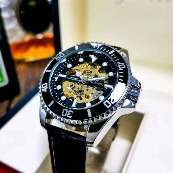 High-End Branded Business Mechanical Automatic Winding, Skeleton Design, Leather Strap, High-Value Luxury Fashion Casual Stylish Versatile Handsome Social Guy