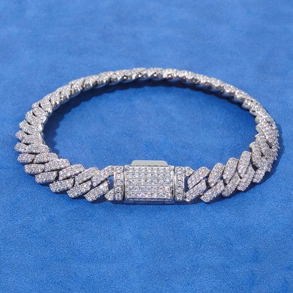 Jewelry Hip Hop 8mm Flip Clasp Diamond Double Row Cuban Chain High-Quality Jewelry Moissanite Bracelet
