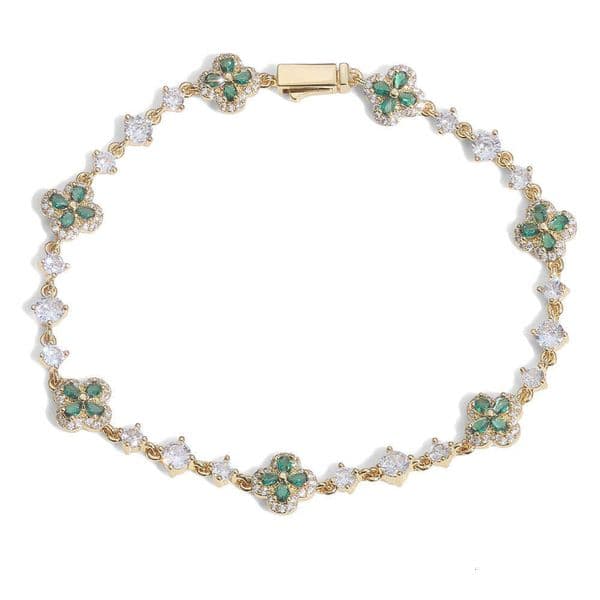 Jewelry Hip-Hop Four-Leaf Clover Moissanite Bracelet for Women Gemstone Water Drop Chain Accessories Full-Diamond Custom Jewelry