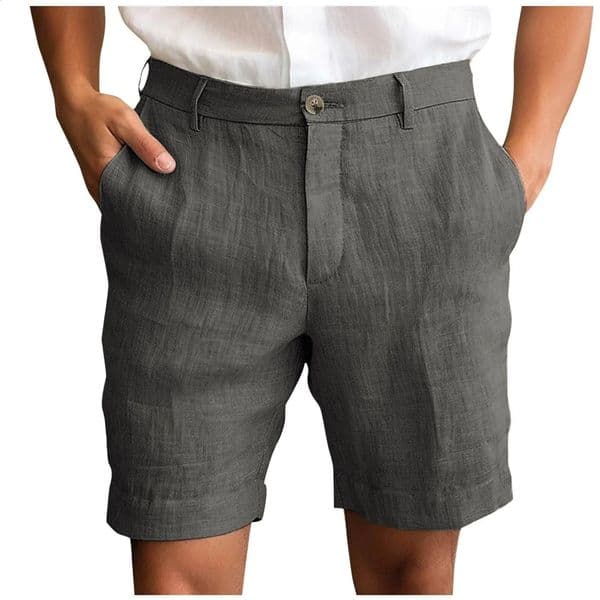 Summer Cotton Linen Shorts for Men Solid Casual Button Pocket Beach Shorts Mens Comfortable Simple Vacation Leiture Pants 260321