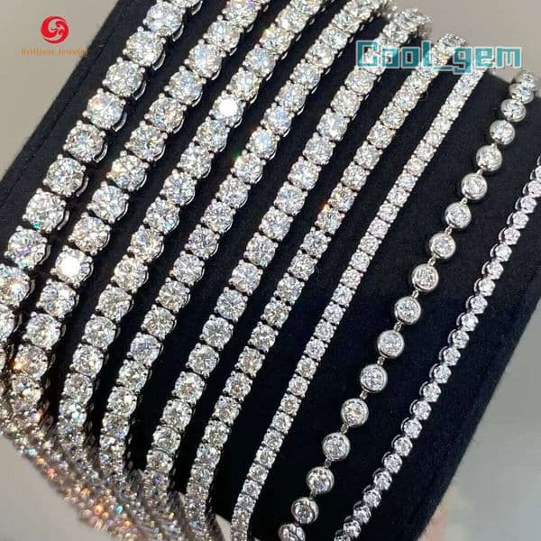 Lab Grown Tennis CVD IGI Certified Vvs 2Mm - 6.5Mm Round Iced Out 925 Silver Diamond Chain Bracelet