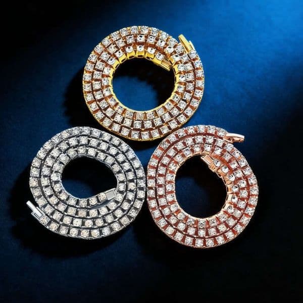 3 4 5mm men's Hip Hop tennis inlaid with high-end jewelry unisex alloy jewelry chain pony necklace