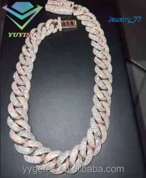 Large Size 30Mm Iced Out VVS Miami Gold Necklace 925 Sterling Silver Diamond Moissanite Cuban Link Chain