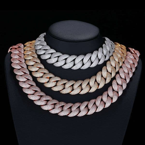 Jewelry 22mm Bubble Cuban Chain 14K Full Diamond Necklace Trendy Brand 18K Personality Men's Hip Hop Jewelry Bracelet