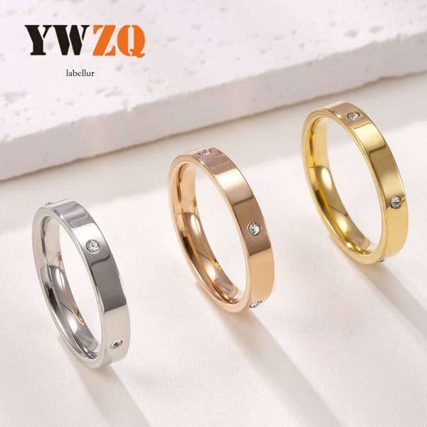 titanium ring new 925 Sterling Silver 18K Gold jewelry "Three Lives Three Worlds" three-piece set diamond-encrusted couple rings diamond