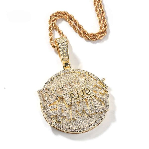 Cross-border New Money Family Letter Pendant European and American Fashion Trendy Cool Diamond-encrusted Men's Ice with VVS moissanite Necklace
