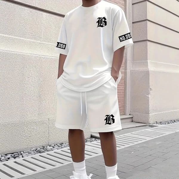 European And American New Fashion Men's Shorts Short Sleeve T-shirt Designer Hoodie Casual Sportswear Polo Los Angeles Letter Designer T-shirt T-shirt Set