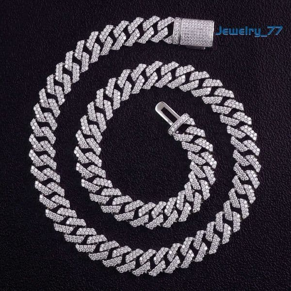 Luxury Hip Hop 12Mm 10K White Gold Necklace HPHT Lab Grown Diamond Cuban Link Chain Fine Jewelry Necklaces