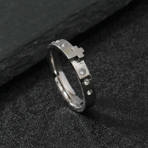 Luxury Jewelry fashion 925 Sterling Silver 18K Gold non-fading diamond-encrusted three-dimensional cross ring versatile and unique jewelry