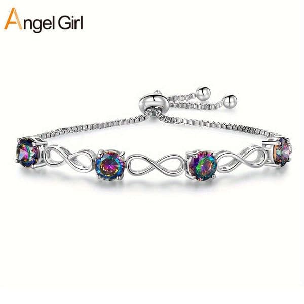 Silver-inlaid 7mm opal adjustable pull-out figure-eight design bracelet jewelry fashionable design popular foreign trade item factory wholesale