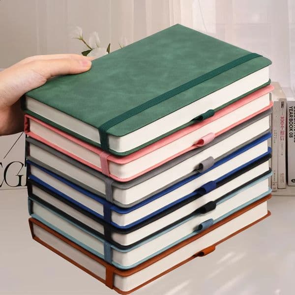 Vintage A5 leather strap notebook with leather notebook cover personalized soft cover and bookmark perfect for business 260321