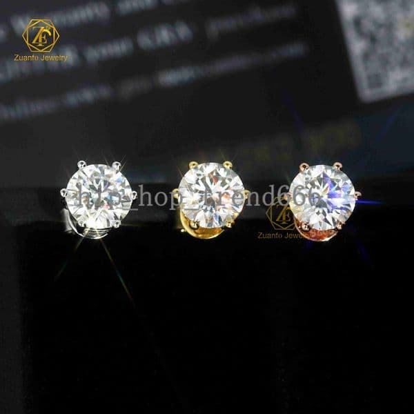 Mossanites 65mm 1CT White Moissanite 925S Stud Earrings High Quality 6 Claw Studs Elegant White Color Studs for Women