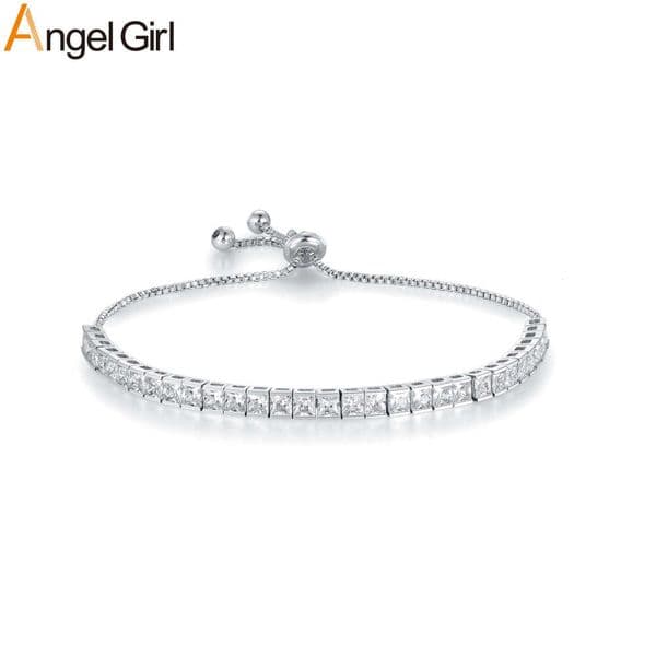 New 3mm square Silver inlaid Moissanite tennis bracelet adjustable and fashionable popular Luxury Jewelry factory wholesale