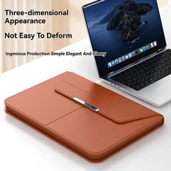 13-14/15-16 Inch Laptop Sleeve Holder Automatic Closing Multifunction Carrying Pouch with Stand Leather for Macbook Air 260319