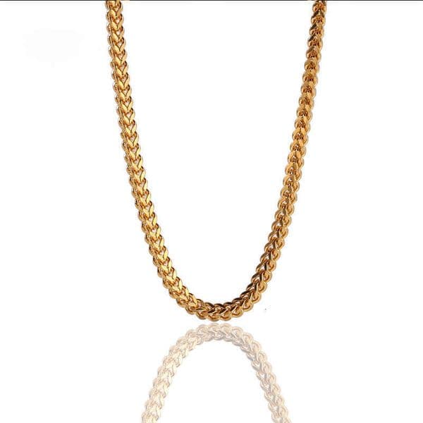 Pure silver 3mm Reversible Chain Gold Versatile Fashion Men's Necklace Jewelry Wholesale