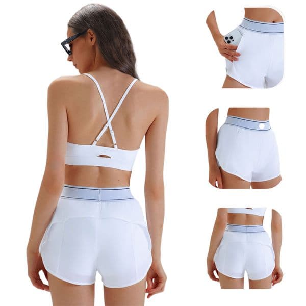 Womens Sports Yoga Shorts High-waisted breathable lightweight running shorts designed to prevent exposure