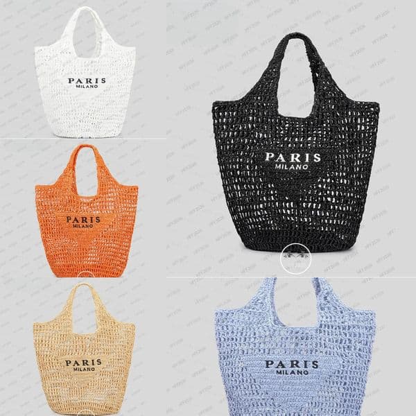 Casual Large Capacity Straw Tote Designer Letters Women Handbags Handmade Woven Summer Beach Bag Big Shopper Purses 9b