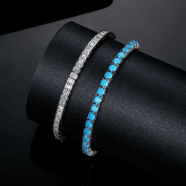 4mm Silver inlaid 14K tennis bracelet blue 18K hand accessory adjustable pull-string fashionable Jewelry bestseller sourced from Panyu