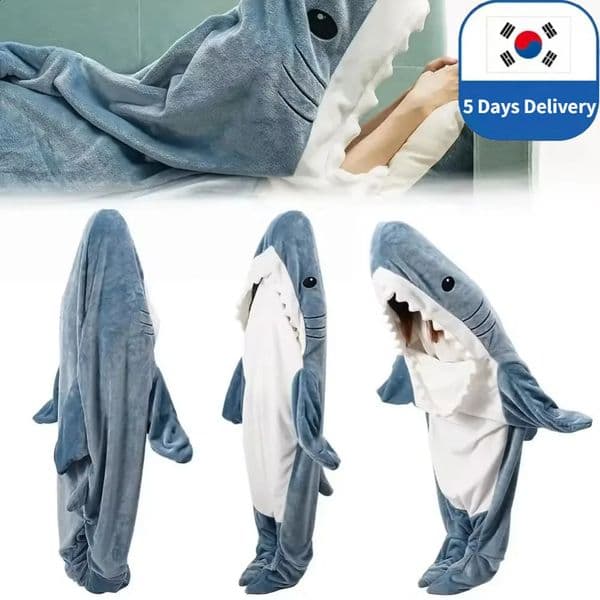 Shark BlanketAdult Cartoon Sleeping Bag Pajama Hooded Warm Flannel Funny Homewear Shark Onesie Sleeping Bag Winter Warm Blanket 260318