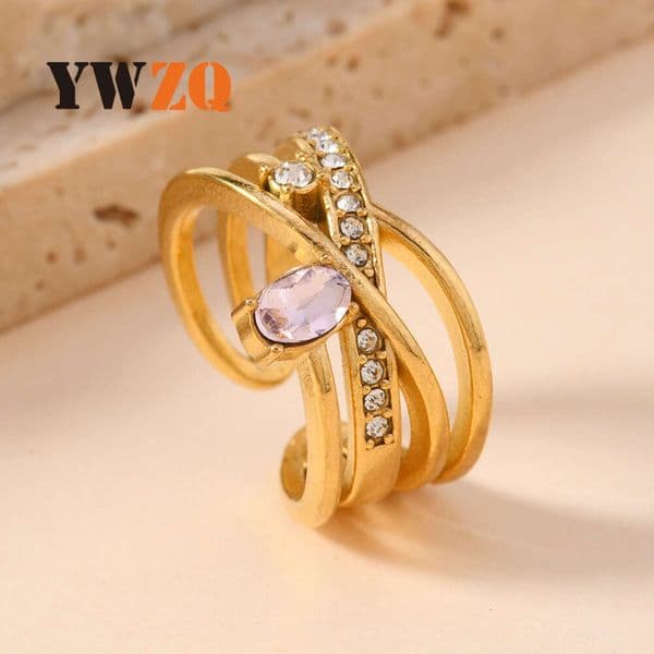 fashion 925 Sterling Silver 14K Gold light luxury style cast three-dimensional micro-inlaid diamond cross ring gemstone inlaid jewelry