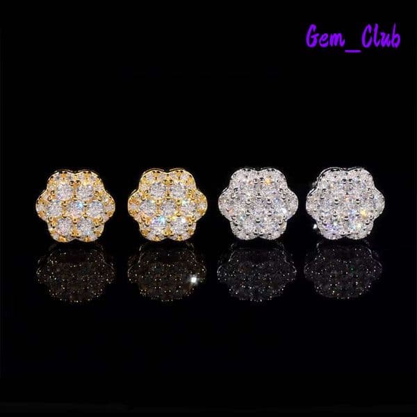 Wholesale D VVS Moissanite Screw Back Stud Crowd Around Earrings 925 Silver Hip Hop Earring For Men And Women