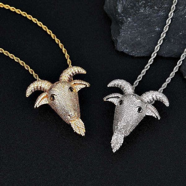 New Jewelry Hip Hop pendant with micro-inlaid Moissanite goat head trendy personalized necklace jewelry wholesale