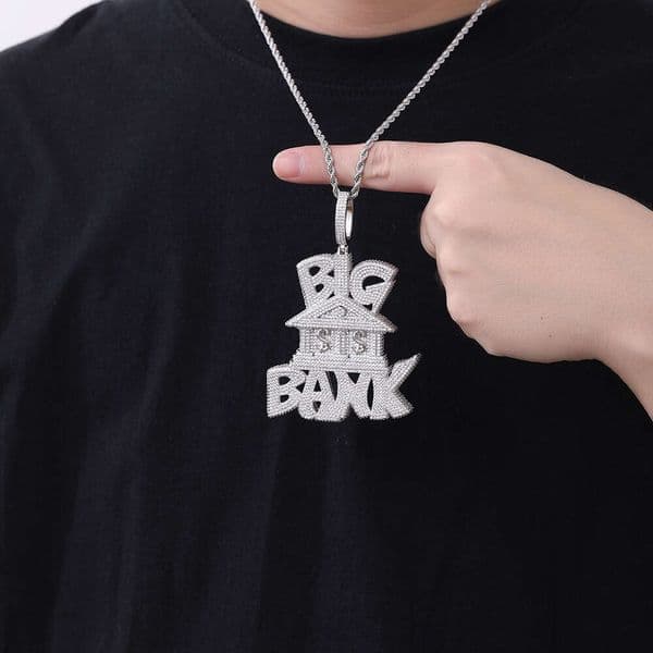 Luxury Jewelry Hip 14K Hop full-diamond micro-inlaid big bank pendant necklace BIG BANK trendy rap dollar accessory for men 18K and women