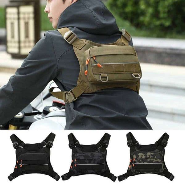 Tactical Chest For Men Running Front Vest Backpack Rig Pouch Hiking Cycling Outdoor Camping Fishing Hunting Travel Molle Bag TEROUYE