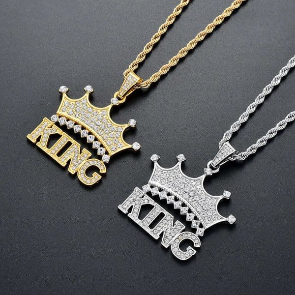 New Jewelry Hip Hop necklace KING crown pendant jewelry unisex accessory necklace for dropshipping