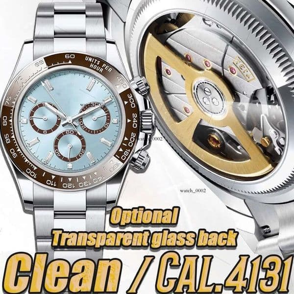 Mens Designer Watches Men Super Quality Top Clean Factory 40mm Cal.4131 Movement Mechanical Watch 904L Sapphire Waterproof Transparent glass