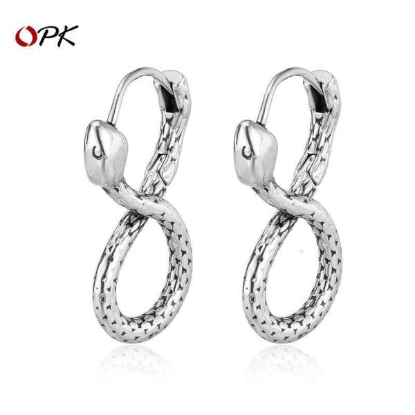 Hip Hop Style Personality Earrings for Men 925 Sterling Silver 18K Gold Niche Trend Retro Creative Design Snake-Shaped Titanium Steel Ear Jewelry
