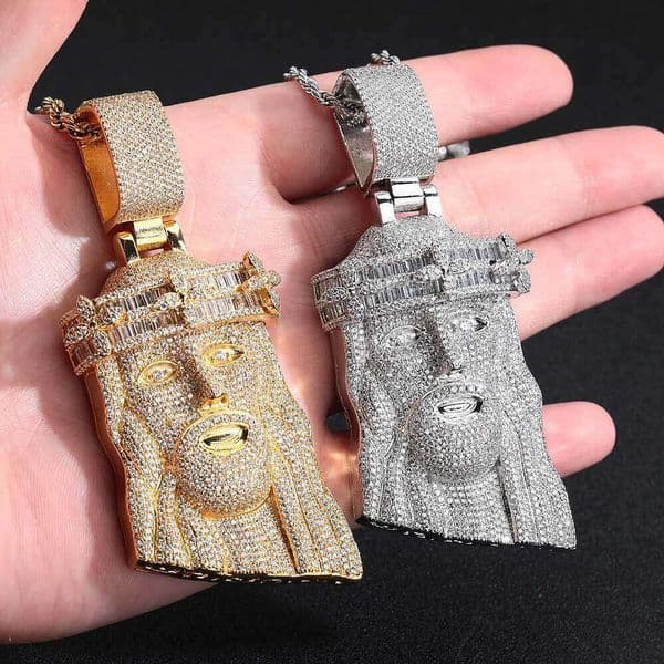 Jewelry Hip Hop Full Diamond VVS Moissanite Portrait High-End Personality Jewelry Necklace Men's Pendant