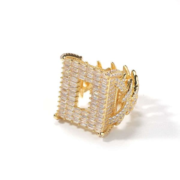 New Square Moissanite Hollow Out Jewelry H-shaped Men's Moissanite Jewelry Hip Hop Fashion Large Diamond Ring Direct from Manufacturer