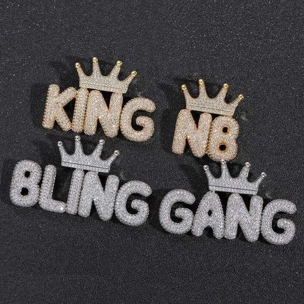 Jewelry Hip Hop Crown Bubble Letter Number Splicing Combination Pendant Micro-Inlaid Moissanite Trendy Personality Creative Necklace
