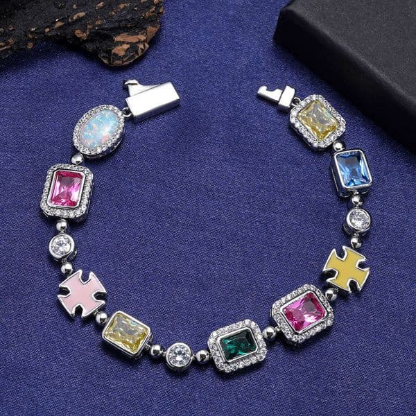 Jewelry Hip Hop Colorful Gemstone 14K Jewelry for Women Accessories 18K High-End Moissanite Men's Bracelet Wholesale