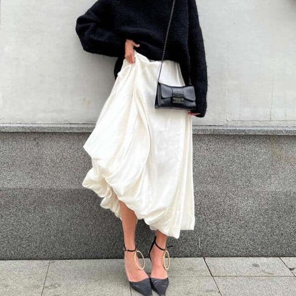 European and American style spring new balloon skirt, fashionable, casual, simple, solid color, versatile, high-waisted, puffy half skirt