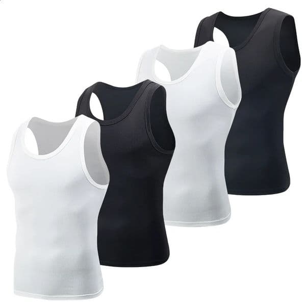 13Pcs Mens n shoulders and wide a variety of choices vest black white classic color mens fitness running T 260313