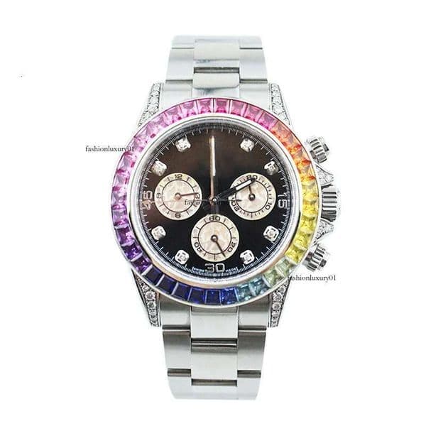 Men's automatic mechanical watch 40MM full stainless steel with diamond case deep waterproof