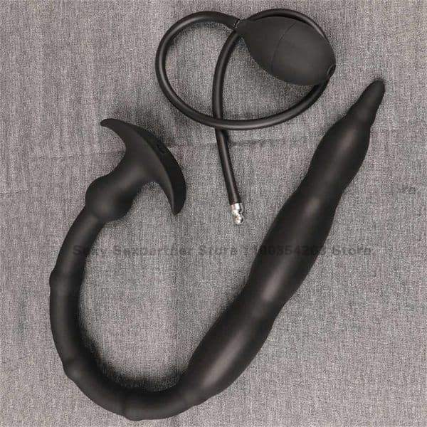 Long Inflatable Whip Butt Plug Prostate Massager Anal Plug for Deep Penetration Anal Vaginal Expansion Pump Sex Toys For Couples