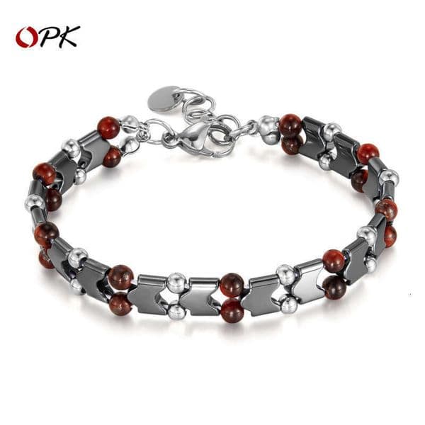 Wish Fashion supply titanium steel with unique trendy design tiger eye and Australian zebra stone bracelet wholesale