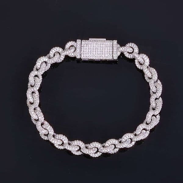 Jewelry 8mm 0 Chain Full Diamond Jewelry High-End Hip Hop Moissanite Men's Bracelet Trendy Accessories Customization