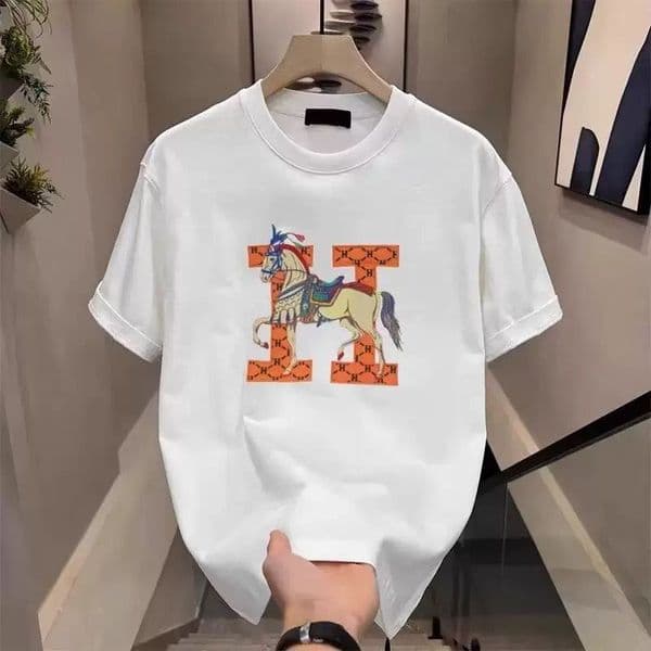 2026 Neck Embroidered Short Sleeve Summer Fashion Men's Trendy Casual Couple Light Luxury T-Shirt Versatile
