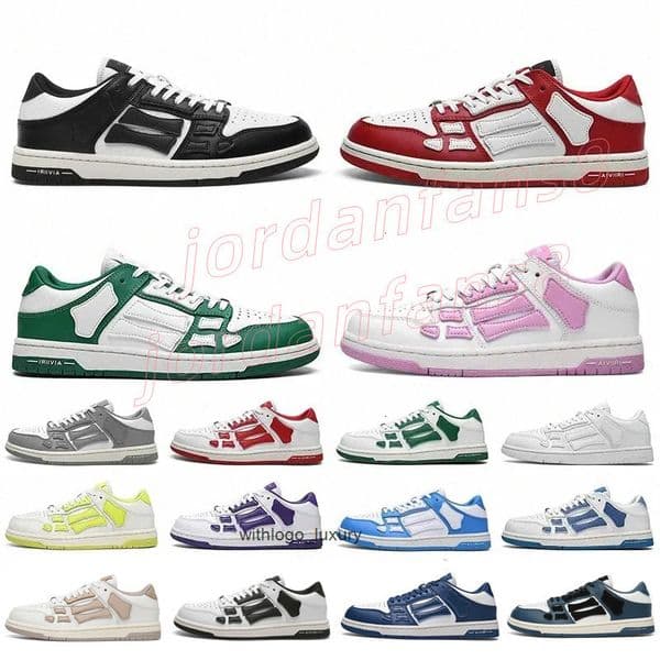 Amiriskeleton Shoes skel top men slippers women bones leather sneakers luxury skeleton blue red white black green gra