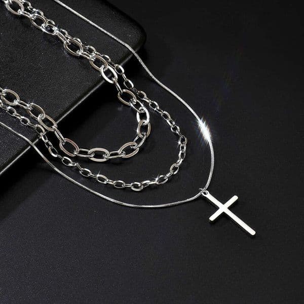Jewelry Hip Hop ins-style cross pendant necklace for women simple crystal chain personalized sweater chain accessory
