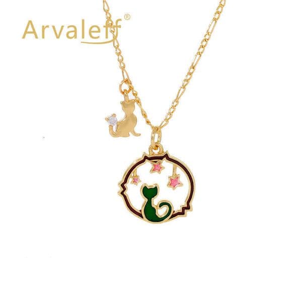 Silver Necklace Series Dating Under the Starry Sky - Cat Collarbone Chain with 18k Gold and Moissanite Wholesale