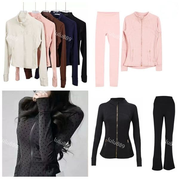 Yoga Jacket Sets Polka Dot Gold zipper women definejackets leggings Hooded jacket Workout Sport Coat Fitness Jacket Sports Quick Dry Activewear Top Solid Zip hot