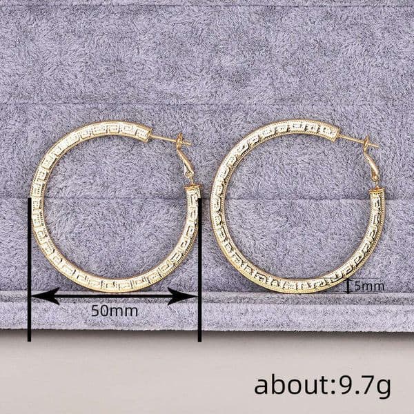 foreign trade new exaggerated earrings for women flat hoop Silver gold-plated accessories bow-shaped grid pattern Middle Eastern style