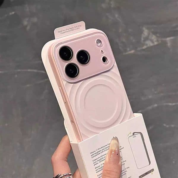Fashion Liquid Silicone Water Ripple Pattern Big Window Phone Case For iPhone 17 16 15 Pro Max For Magnetic Charge Cover H260323