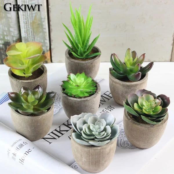 Mini Evergreen Artificial Succulent Plants Small Simulated Tree Pot Plants Flowers Office Table Ornaments Home Garden Decor 260320