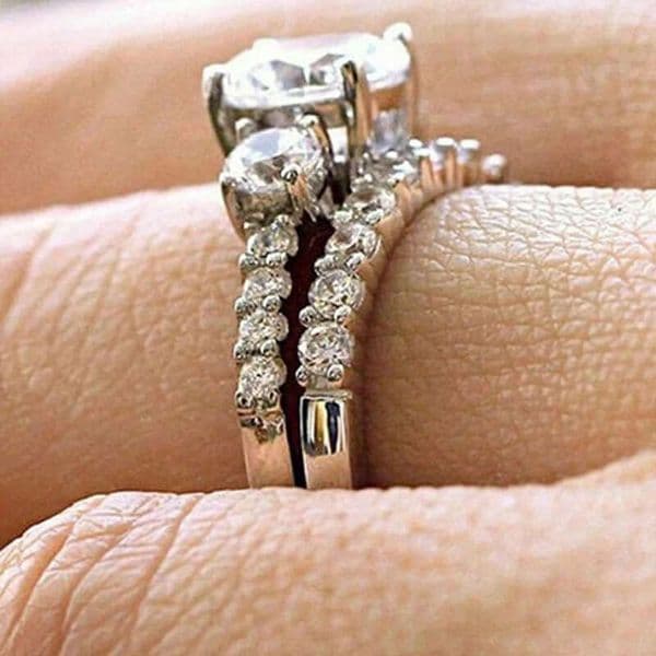 socialite high-end round Moissanite super shiny couple rings court style women's ring